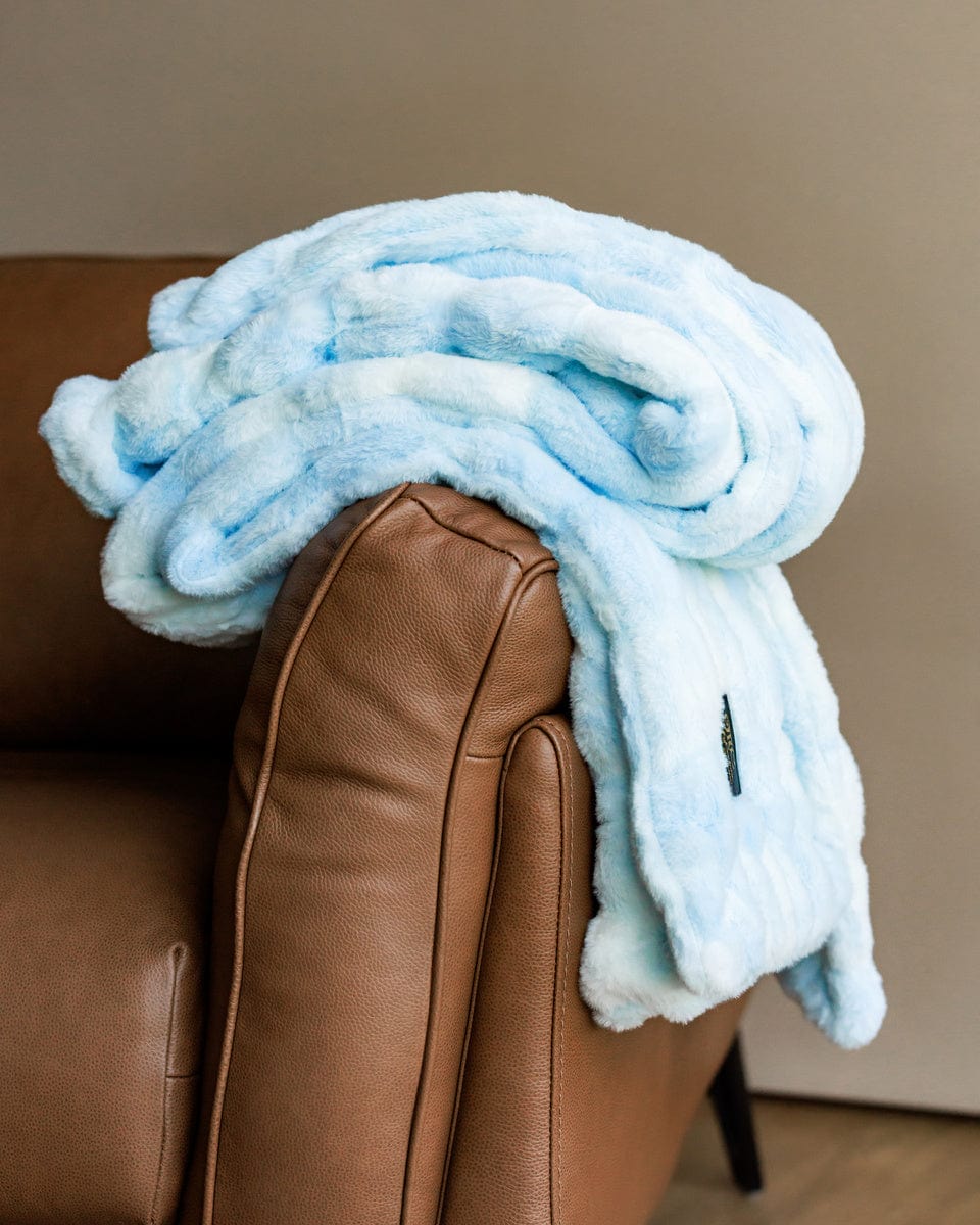 Minky Blanket JulesRoche Soft Fluffy Blue Throw | Cotton Candy