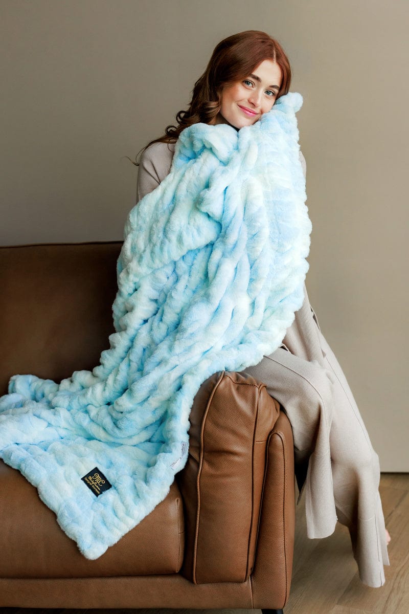 Minky Blanket JulesRoche Soft Fluffy Blue Throw | Cotton Candy