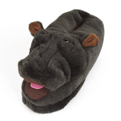 Hippo Animal Slippers JulesRoche Plush Grey Non-Slip