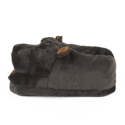 Hippo Animal Slippers JulesRoche Plush Grey Non-Slip