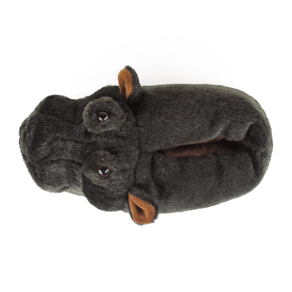 Hippo Animal Slippers JulesRoche Plush Grey Non-Slip