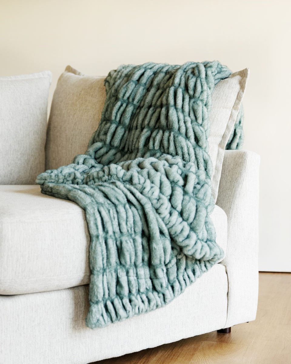 Luxury Faux Fur Blanket JulesRoche Velvety Soft Hugs Jade