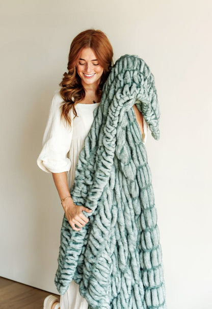 Luxury Faux Fur Blanket JulesRoche Velvety Soft Hugs Jade