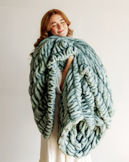 Luxury Faux Fur Blanket JulesRoche Velvety Soft Hugs Jade