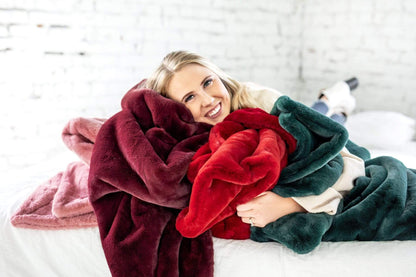 Cozy Blanket JulesRoche Ultra Plush | Lush Wine Minky