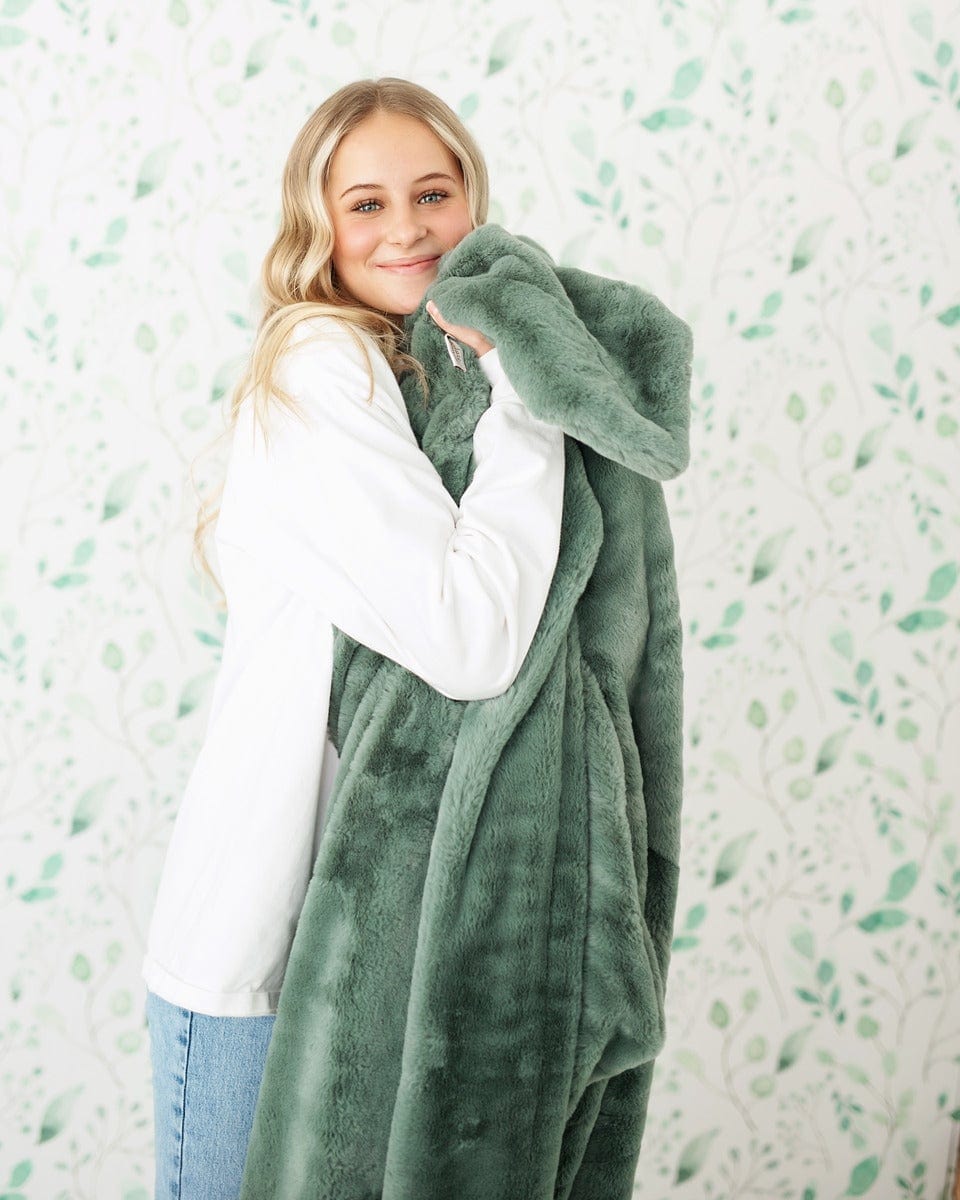 Cozy Blanket by JulesRoche - Misty Green Plush Fabric, Multiple Sizes