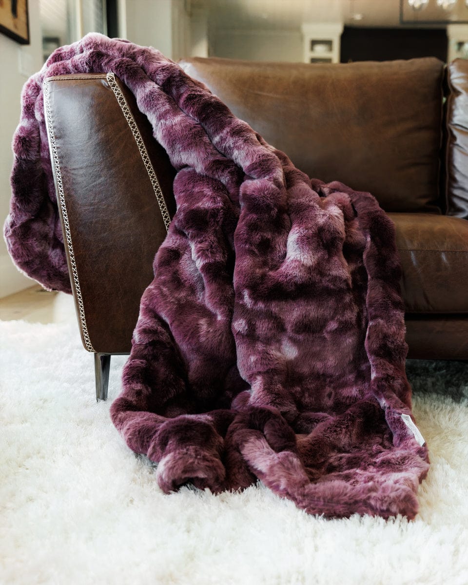 Luxury Blanket JulesRoche Plush Windsor Wine Variegated