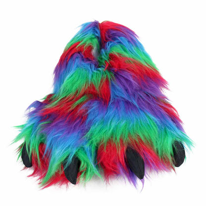 Funny Faux Fur Slippers JulesRoche Psychedelic Monster Design