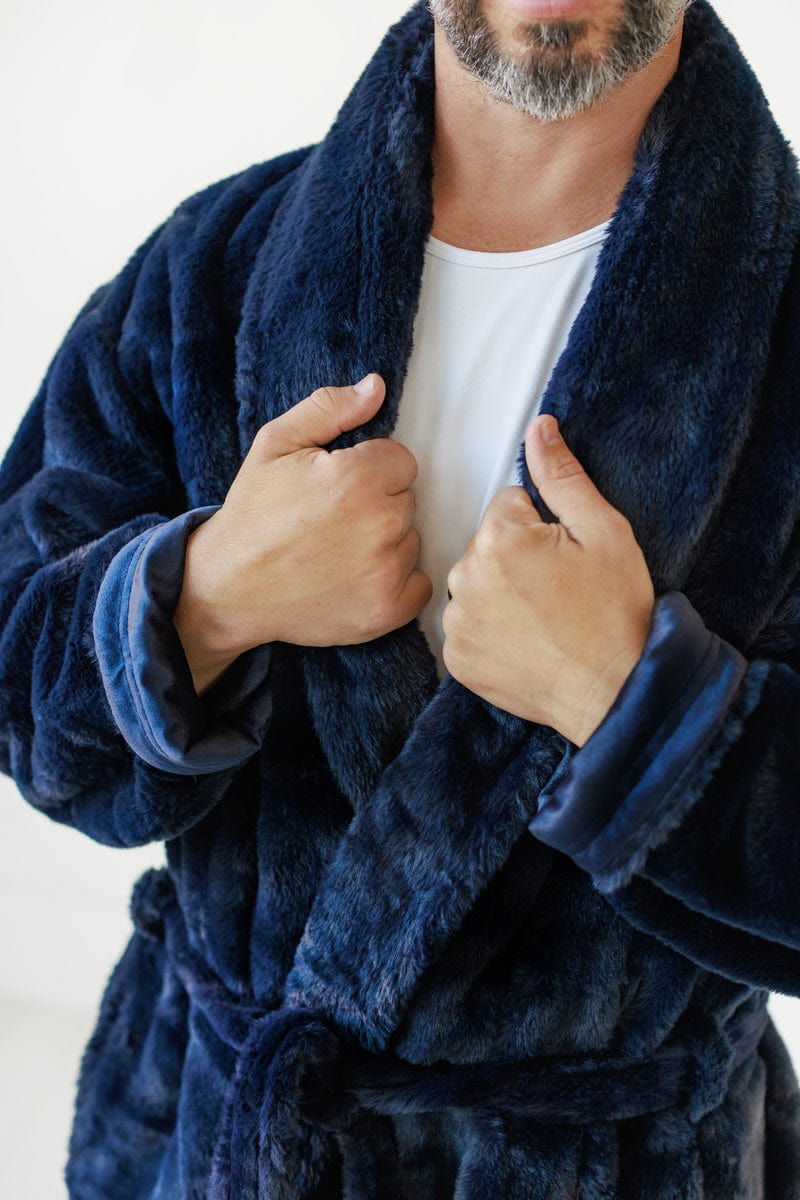 Bathrobe JulesRoche Micro-Plush Navy Unisex Luxury Comfort