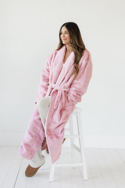 Fluffy Pink Robe JulesRoche Micro-Plush Collar Unisex