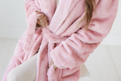 Fluffy Pink Robe JulesRoche Micro-Plush Collar Unisex