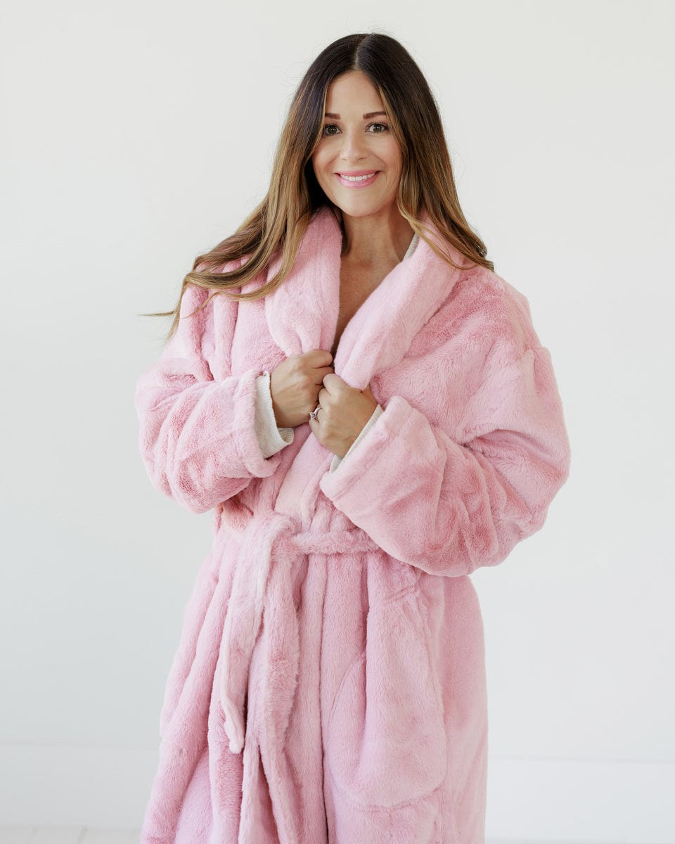 Fluffy Pink Robe JulesRoche Micro-Plush Collar Unisex