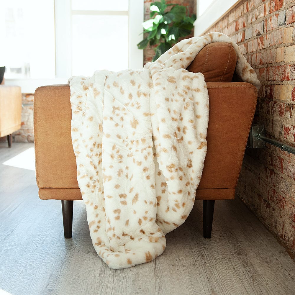 Patterned Cream Blanket JulesRoche Fawn Design Throw